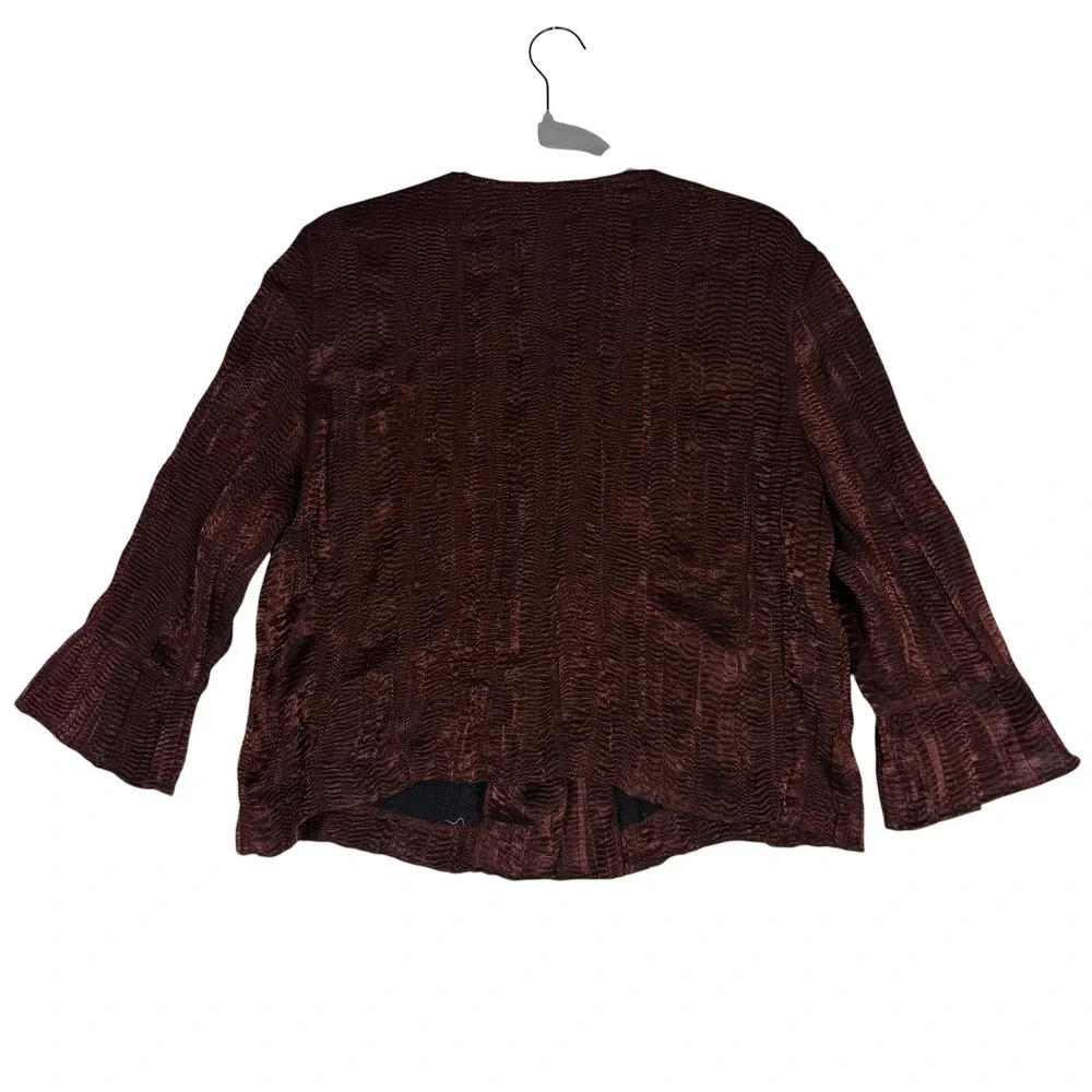 Ruby Rd Jacket Womens 12 Brown‎ Textured Button Front 3/4 Sleeve Lined Career